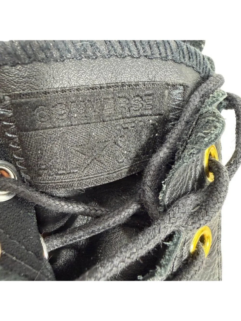 CONVERSE Chuck Taylor Black Leather Low Sneakers "Frilly Thrills" Women's Sz 5 - Picture 4 of 10